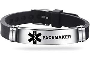 Medical ID Me - Medical Alert Silicone Bracelets Emergency Medical Awareness Epilepsy Diabetes COPD Blood Thinner Men Women Stainless Steel Adjustable