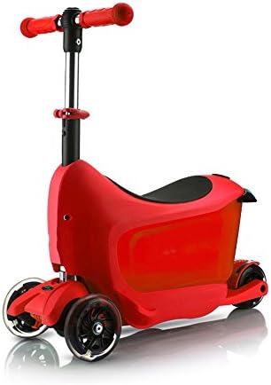 Scooters LVZAIXI Deluxe Plus Mini 2 Go 3 In 1 Blue Mini Micro 3 Wheeled Adjustable Ride On With Seat Handle Bar Storage Drawer For Girls Boys Kids Children 18 Months - 5 Years (Color : Red)