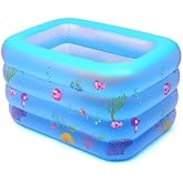 Dikd&ouml;rtgen Şişme Havuz 140x100x70 cm | 4 Boğumlu Kalın PVC Bebek Y&uuml;zme Havuzu | 1-2 Yaş İ&ccedil;in G&uuml;venli Oyun ve Serinleme Alanı 