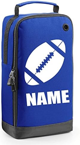 Personalised Rugby Boot Bag with Carry Handle - Rugby Ball Motif - Royal Blue