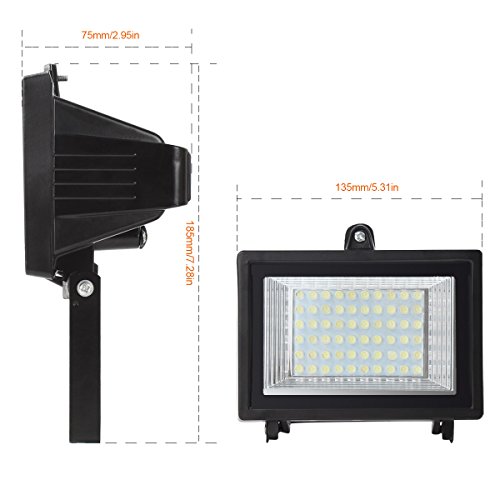 Meikee 60 LED Solarleuchten Outdoor Security Flutlicht, 300 Lumen, wasserfest IP65, Tageslichtweiß 6000 K, auto-induction, Solar Flutlicht Licht für Rasen, Garten, Pool, etc. [Energieeffizienzklasse A +] - 4