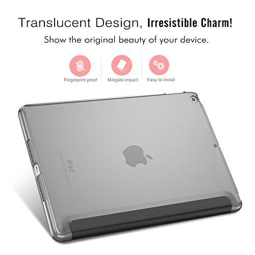 MoKo Hülle für Neu iPad 9.7 Zoll 2017 – PU Leder Tasche Schutzhülle Schale Smart Case mit Translucent Rücken Deckel, mit Auto Schlaf / Wach Funktion und Stanfunktion für New Apple iPad 9.7″ IOS 10 Retina Display Tablet, Schwarz - 4