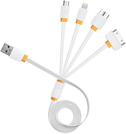 Multi Charger, 4 in 1 Multiple USB Charging Cable Adapter Connector with 8 Pin Lighting / 30 Pin / Micro USB 2.0 / Micro USB 3.0 Ports for iPhone, iPad, Samsung Galaxy S5, Note 4 and More