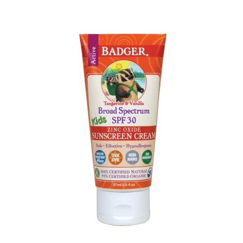 Badger Company, Active Kids, Zinc Oxide Sunscreen Cream, SPF 30, Tangerine & Vanilla, 2.9 fl oz (87 ml)