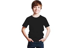 NetSetUK Kids Short Sleeve Crew Neck T Shirts Unisex Classic Fit Plain Cotton Rich Top UK (3 to 15 Years)