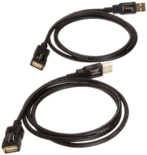 AmazonBasics L6XI USB 2 0-Verl  ngerungskabel A-Stecker auf A-Buchse  1 m  2 St  ck  Schwarz