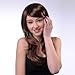 Bigood 56cm Inclined bang natural elegant temperament long straight Brown wigs