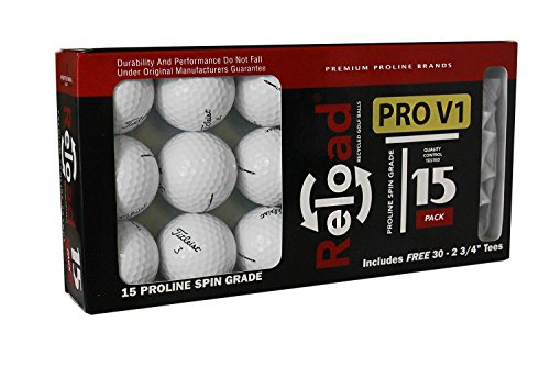 Titleist-ProV1-Refurbished-Golf-Balls-15-Pack-with-2-34-Wood-Tees