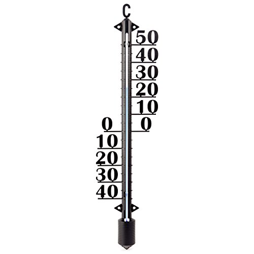 2 Stück Set mit 47 und 18 cm Außen – Garten – Haus – Wand Analog Kunststoff Thermometer schwarz und weiß . Gartenthermometer Deutsche Herstellung - 2