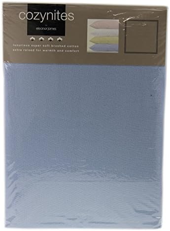 Plain Design Luxurious 100% Brushed Cotton Machine Washable Super Soft 10" Deep Thermal Fitted Bed Sheet (Blue, Double 4'6")