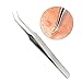 FEITONG 3pcs Curved Blackhead Comedone Clip Needle Tweezers Pimple Extractor Remover (Silver)