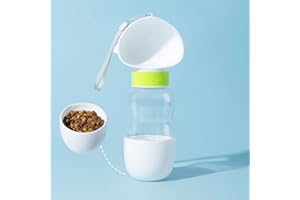 croselyu Pet Portable Water Dispenser Walk Your Dog Water Bottle Cat Out Water Cup Pet Feeder,1pce (350+200 ml, green)