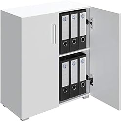 Armoire Polyvalente Meuble de Rangement avec Portes »Vela« Blanc 2 Compartiments