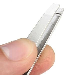 Flat Tip Tipped Tweezer - Silver Tone Metal Hair Eyebrow Plucker Tool for Ladies Professional Salon Comes with a Case… - Image 3