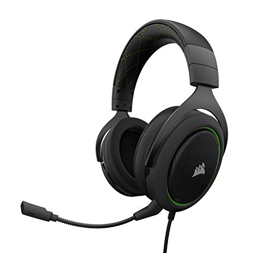 Corsair HS50 Stereo - Auriculares gaming con micrófono desmontable (para PC/PS4/Xbox/Switch/móvil), Verde