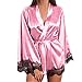Price comparison product image Ronamick Women Satin Sex Robey Silk Lace Lingerie Nightgown Sleepwear Nightdress Pajamas (S, Pink)