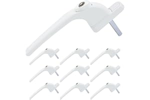 SHIELD HARDWARE uPVC Universal Window Handle Inline Locking Espag Double Glazing Pack of 10 White 40mm