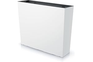 IMJ-GLOBAL Urbi Case T - Maceta rectangular decorativa de plástico de 50 cm de alto para interior y exterior, 18 x 58 cm, rectangular, color blanco, diseño moderno, 44 litros