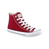  Elara Unisex Kult Sneaker Bequeme Sportschuhe fur Damen und Herren High Top Textil SchuheChunkyrayan Farbe :-Wine( Bordorot), Gr:-44 EU