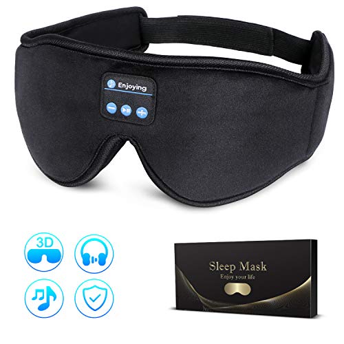WU-MINGLU - Máscara de Dormir con Bluetooth Mejorado, Auriculares inalámbricos de Seda para Dormir, con parlantes Integrados, micrófono Manos Libres, Ajustable y Lavable