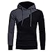 Produktbild VENMO Mens 'Patchwork Hoodie mit Kapuze Sweatshirt Tops Langarmjacke Mantel Outwear Jacke Kapuze Hoodie Sweatshirt Herren Winter Warme Sweatshirt Hoodie Kapuzenpullover Wintermantel (L, Black)