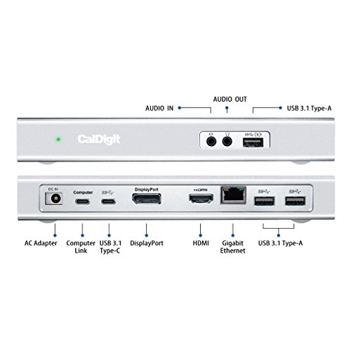 CalDigit USB-C Dock: Laden von Retina MacBook, MacBook Pro 2017, iMac Pro 2017, iMac 2017, MacBook 2017, Pixel oder XPS 13. Unterstützt Apple SuperDrive; USB Typ-C, HDMI, DisplayPort, Ethernet LAN, Audio/Mikrofon, Thunderbolt 3 kompatibel (incl. zertifiziertem 1.0 M-Kabel, EU-Netzstecker) - 2