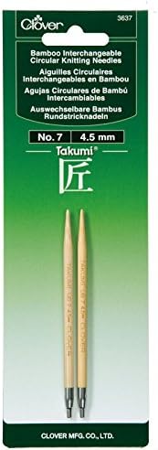 CloverTakumi Bamboo Interchangeable Circular Knitting Needles-Size 7/4.5mm, Other, Multicoloured, 3.27 x 8.98 x 22.95 cm