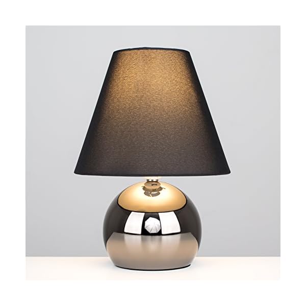 Modern Touch Dimmer Bedside Table Lamp with Cream Tapered Light Shade - Image 6