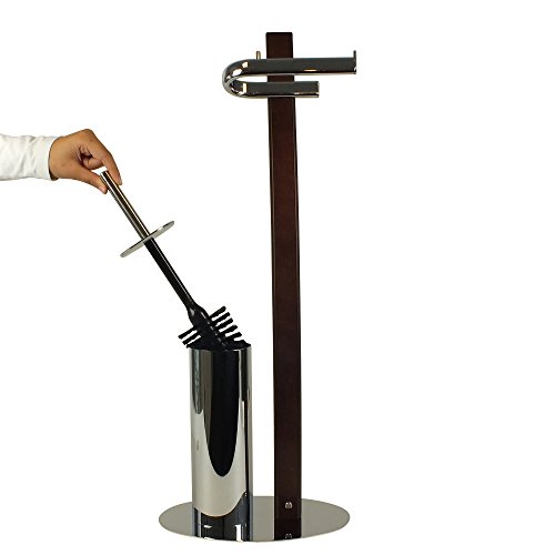 Kela 20813, WC-Bürstenbehälter und Papierhalterung, Toilettengarnitur, Holz/Edelstahl, Antares, 71cm, Walnuss - 4