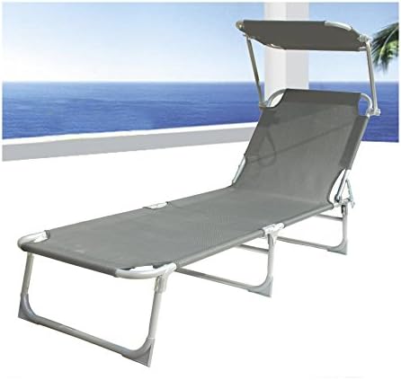 Sun Bed Chair Beach Recliner Lounger Pool Seat Back Relaxer Foldable Greenbay. (Grey)