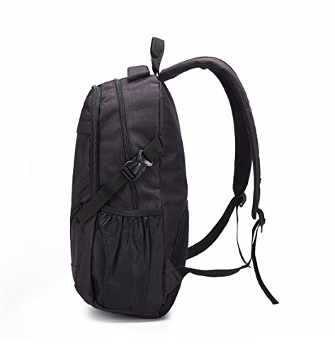 Maod Leinwand Freizeit Schulrucksack Jungen Rucksack schule daypack Laptoprucks  cke 15 Zoll Schultasche laptop backpack  Schwarz 