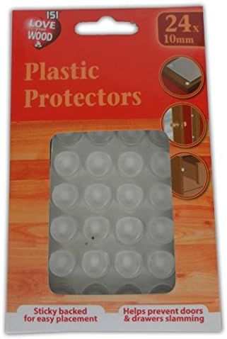 Plastic Protectors - 24 x 10mm - Clear Furniture Feet Pads Legs Doors Drawers Home New