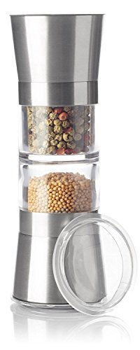 Salz- und Pfeffermühle Set 2-in-1 aus Edelstahl | Keramikmahlwerk | Design Geschenke für Köche und Gourmets - 5