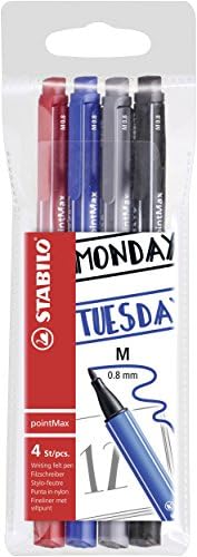 STABILO Point Max Nylon Tip Pen - Assorted Colours (Pack of 4)