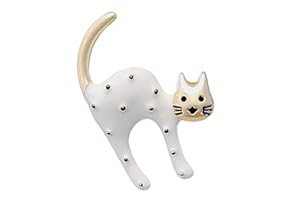 KONFEN Broches para Mujeres, Gatos Broche para Ropa Mujer, Vintage Animales Lapel pin de Lazo Camisa para Boda Damas Niñas Cumpleaños para Corbata de Moño Graduación Banquete (Blanco/Negro)