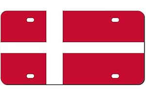 Higoss Marco de matrícula de la bandera de Dinamarca, marco de matrícula de metal de aluminio frontal, etiqueta de automóvil de automóvil, marco decorativo de la cubierta de la placa de matrícula de