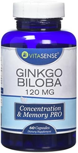 VitaSense 120mg Ginkgo Biloba Standardized 24 Percent Gingko Flavone Glycosides Capsules - Pack of 60 Capsules