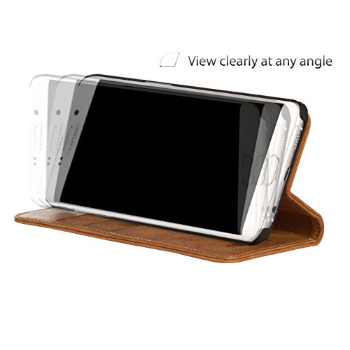 Funda Samsung Galaxy S6 Edge  Genuina Funda De Piel  Con Funci  n Stand Para El Samsung Galaxy S6 Edge  Dise  o Delgado  Ranura Para Tarjeta  Ranuras Para Billetes  Cierre Magn  tico  Marron  Hecho Por TORRO