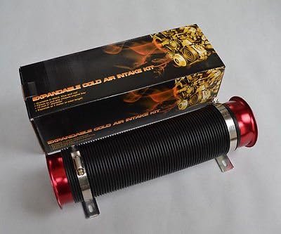 3" Cold Air Intake Feed Flexible Duct Pipe Induction Kit Filter In Red