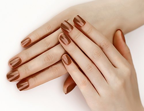 ArtPlus 3 Boxes of 24pcs Milk Coffee False Nails French Manicure Full Cover Sports Medium Length with Adhesive Tabs Pressed On and Glue Fake Nails - 3