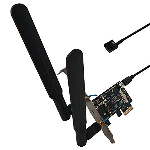 JUSTOP ® NEW versión abwb 802.11 AC Wi-Fi con Bluetooth 4.0 (PCI-Express PCI-E) bcm94360CS2 Combo Tarjeta para Hackintosh (Mac OS X) Aeropuerto computadoras, soporta Hands-Off (View amazon detail page)