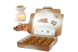 Cire à la cannelle fondante - 16 x 0,176 once en forme de cœur, cire parfumée aux épices à la cannelle dans un élégant coffret cadeau - Spotless Leopard - Cadeau parfumé parfait