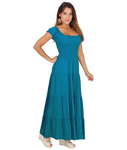 9263-TRQ-12: Shirred Gypsy Sundress