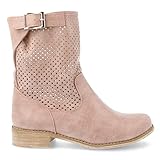Tacon con 3.5 cm Bota Mujer de Verano Caladas con Punta Redonda Estilo Casual Primavera Verano 2019 Talla 39 Rosa