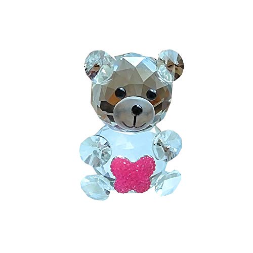 qianyue Animaux Verre Ours en Cristal Miniature Figurines Feng Shui Miniatures Bureau Ornements Figurines de Noël Artisanat ( Cur)