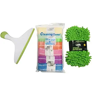 Mabalo 3 in 1 Car Cleaning Kit Combo Includes Wiper, Sponge and 6Pc Microfiber Cloth, Multicolour