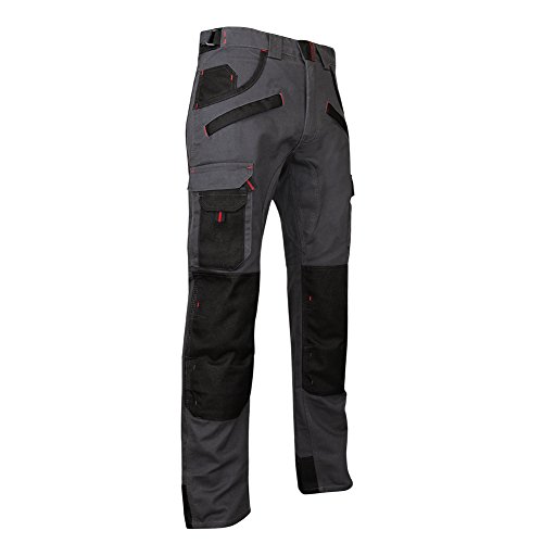 LMA 1261 ARGILE Pantalon avec Poches Genouillères, Gris Nuit/Noir, Taille 44