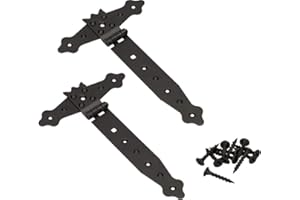 KOTARBAU® Juego de 2 Bisagras de 200 mm - Revestimiento de Polvo - Bisagras Negras en T para Puertas de Madera