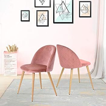 Duhome 2er Set Esszimmerstuhl aus Stoff Samt Rosa Pink Farbauswahl