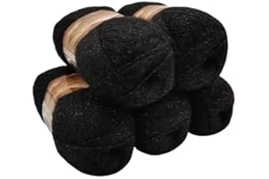 ILKADIM EXPORT Alize Angora Gold Simli - 5 ovillos de lana brillante (100 g, 500 g, 20% de lana, color negro 60)